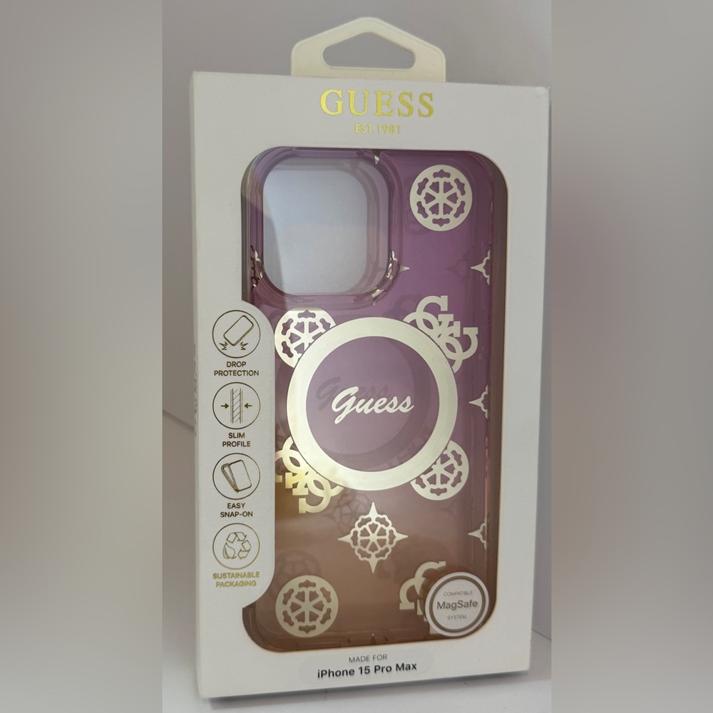 Guess Purple and Gold Ombré  iPhone Case Elegant Design IPhone 15 Pro Max